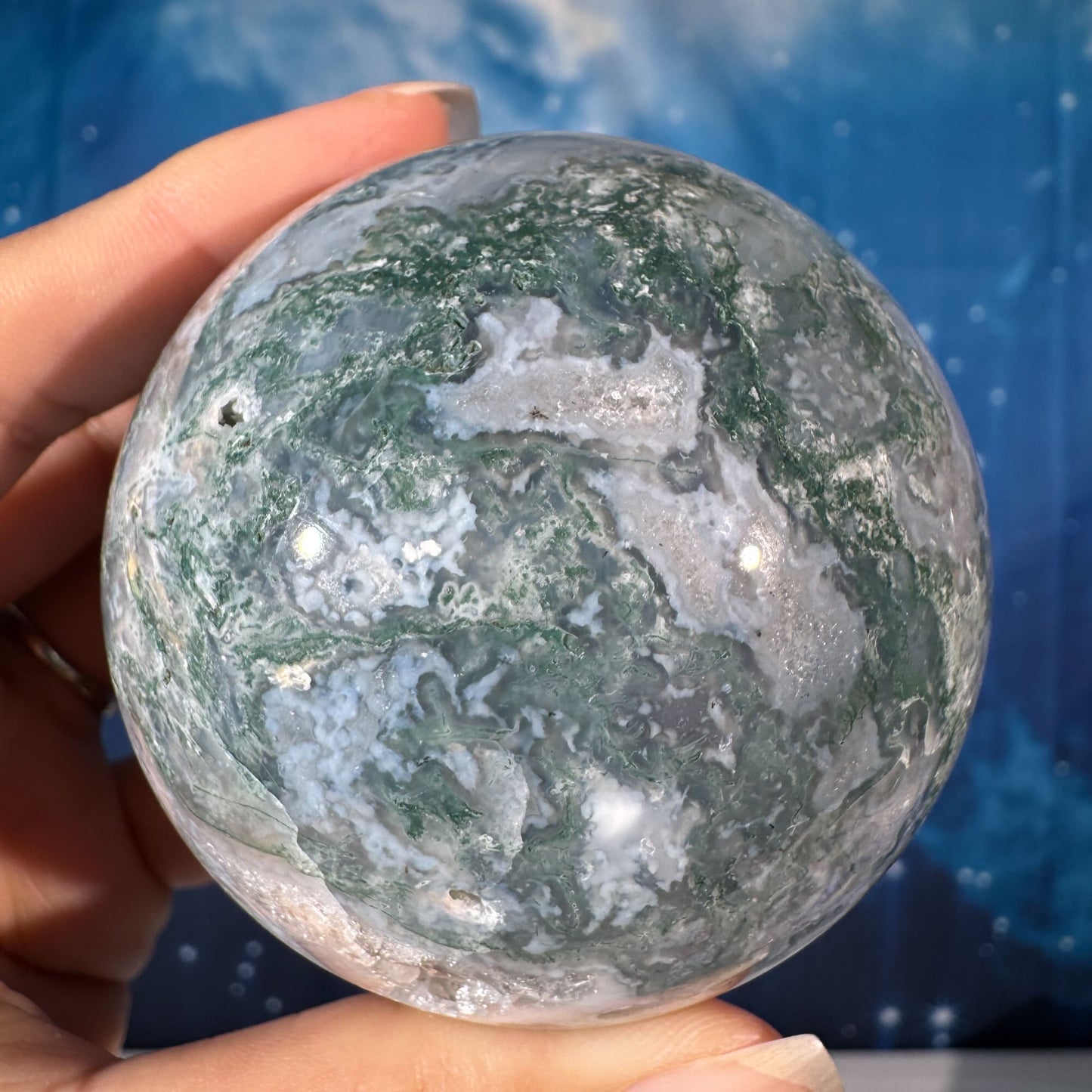 Moss Agate Sphere – 0.420 kg