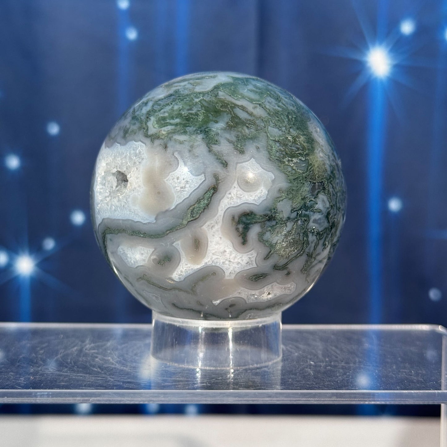 Moss Agate Sphere – 0.337 kg
