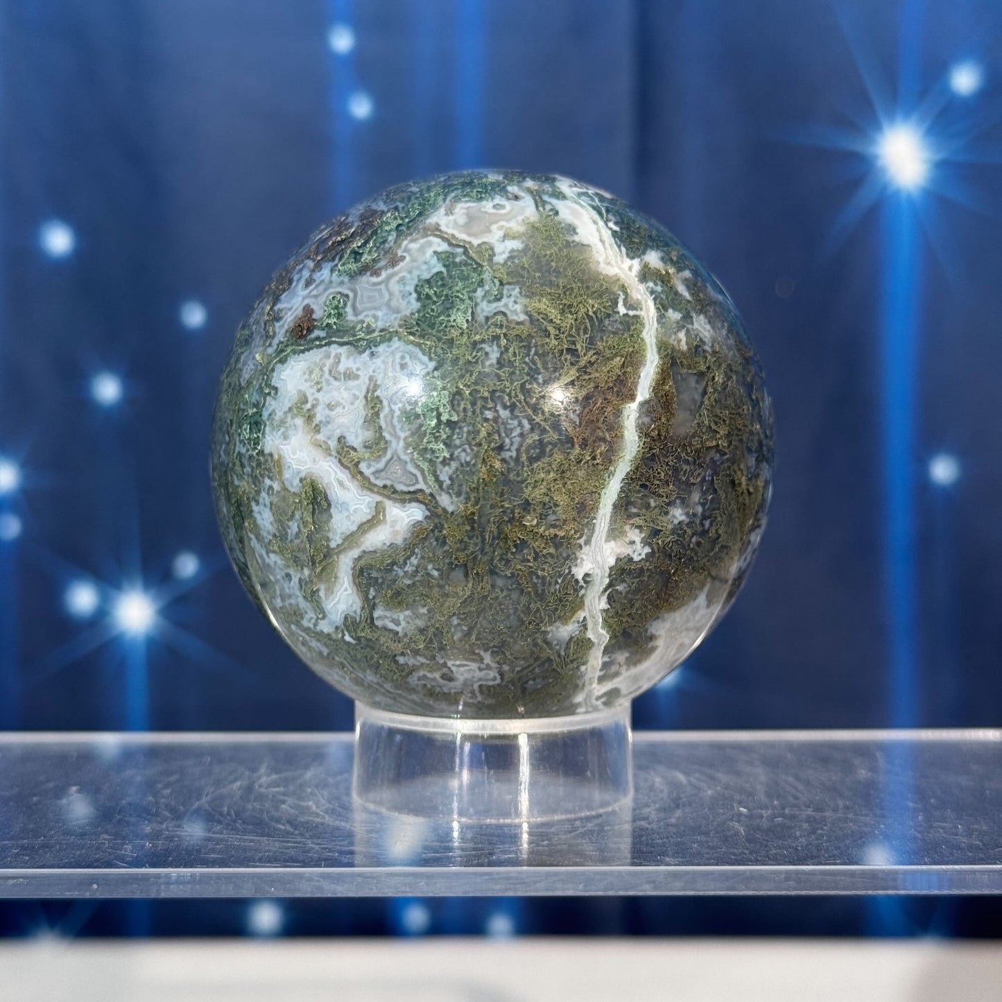 Moss Agate Sphere – 0.377 kg