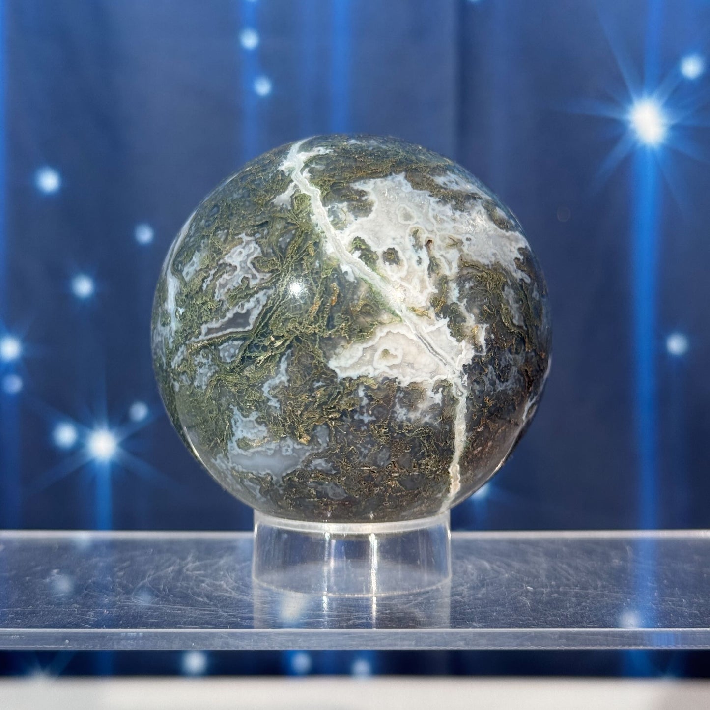 Moss Agate Sphere – 0.377 kg