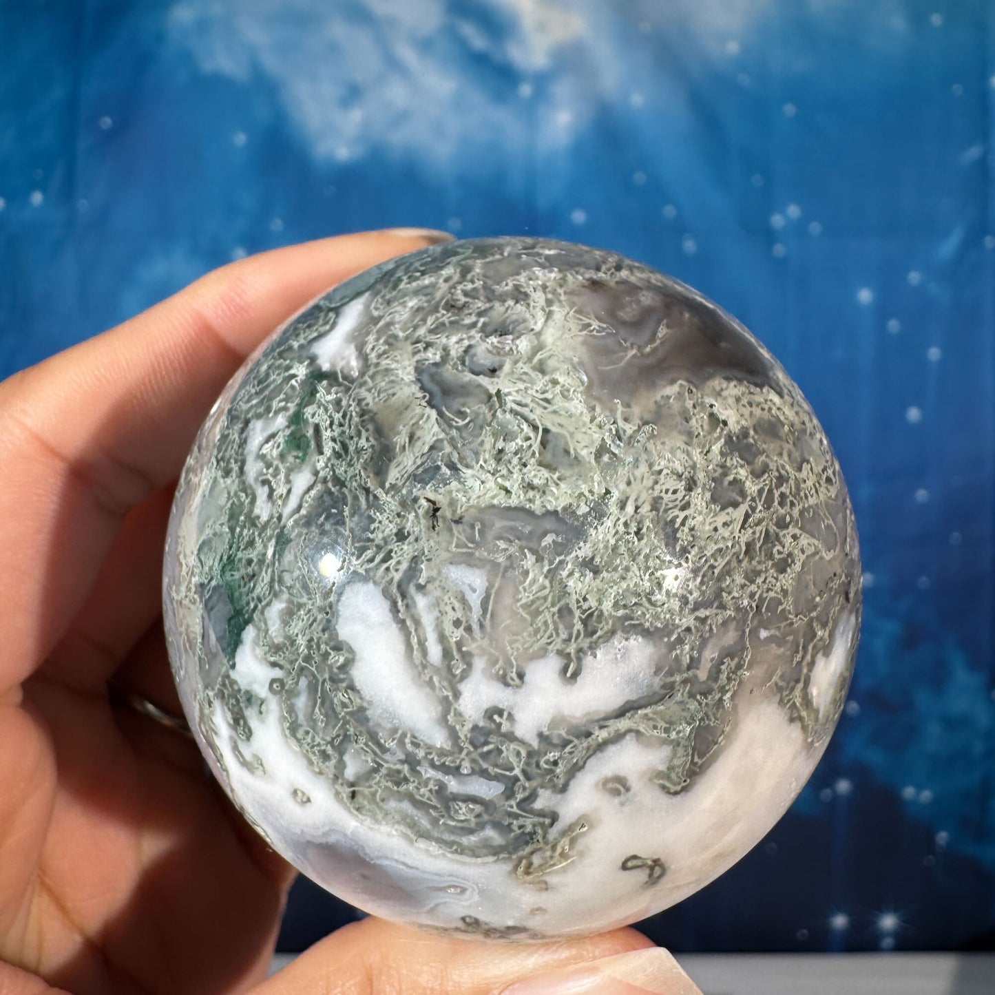 Moss Agate Sphere – 0.326 kg