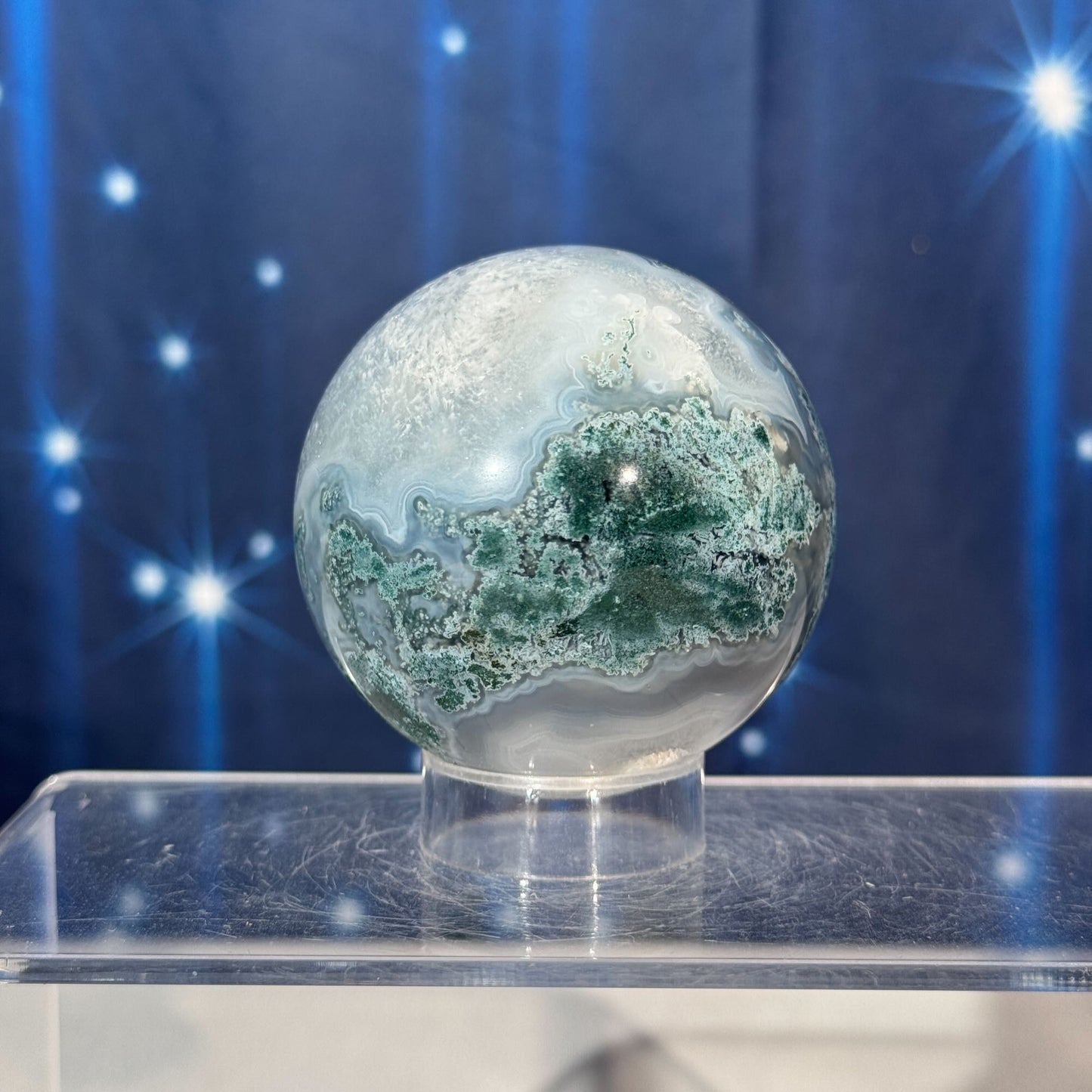 Moss Agate Sphere – 0.301 kg