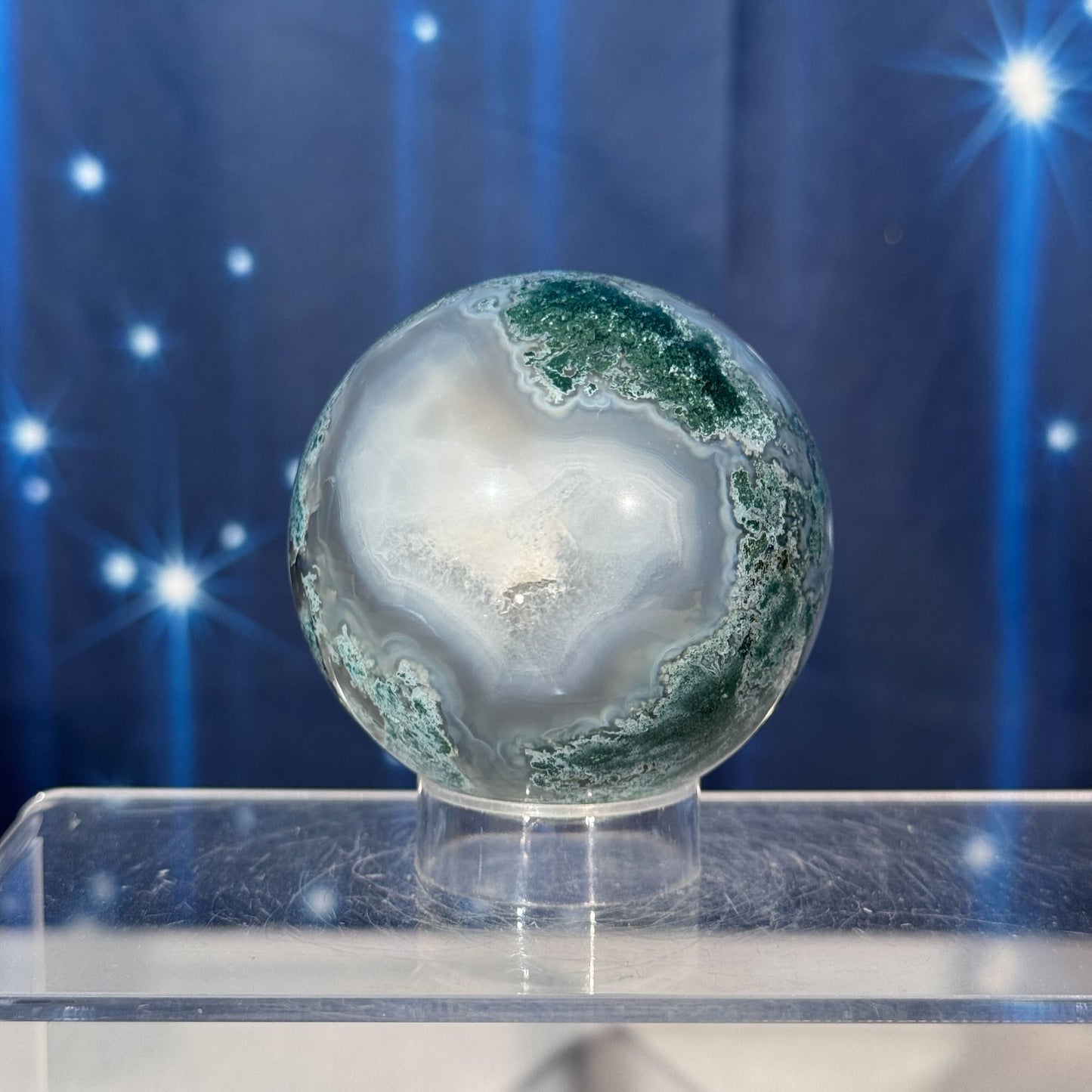 Moss Agate Sphere – 0.301 kg