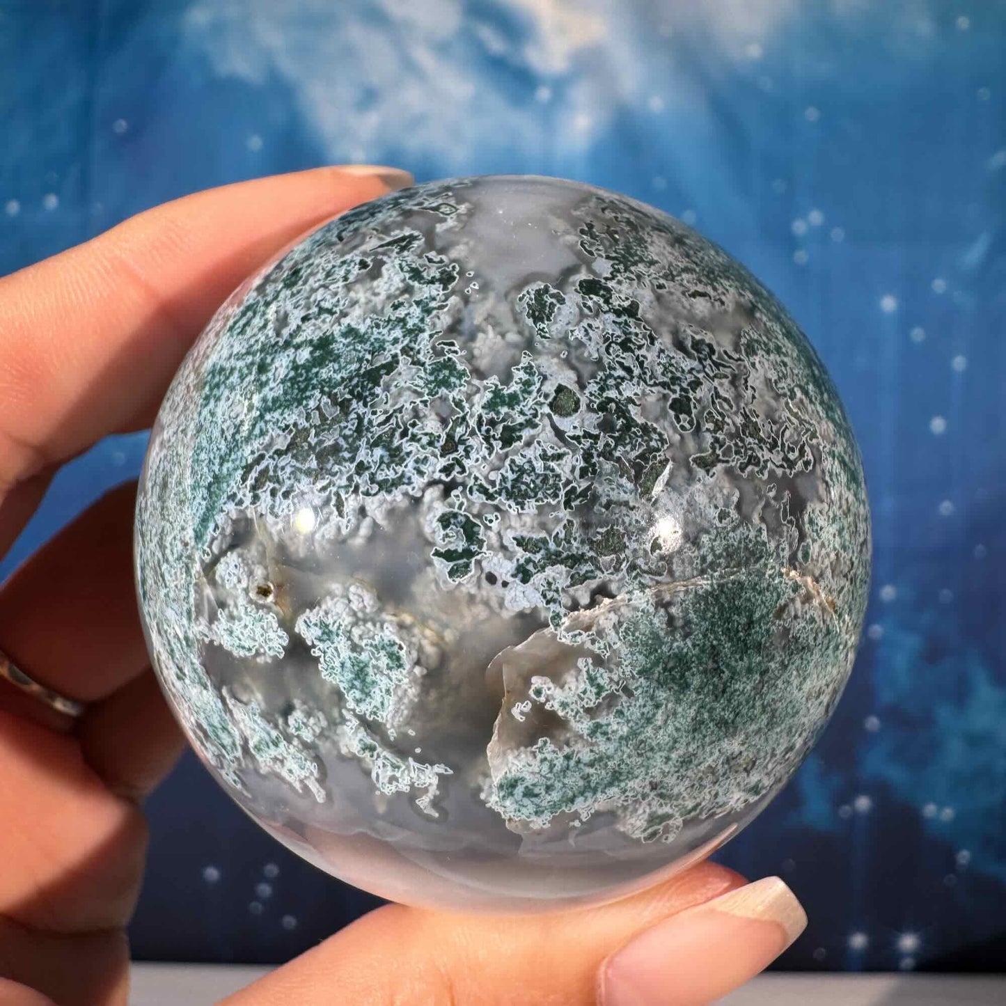 Moss Agate Sphere – 0.301 kg