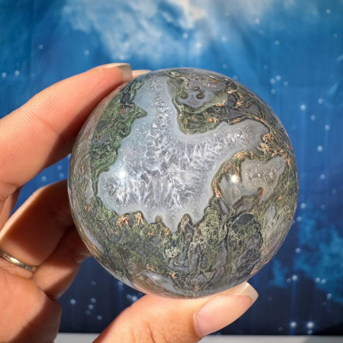 Moss Agate Sphere – 0.278 kg