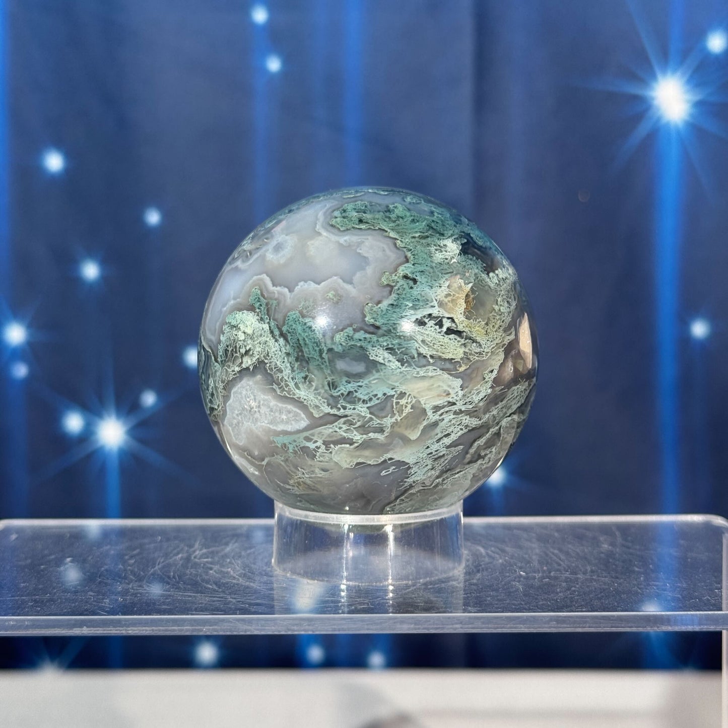 Moss Agate Sphere – 0.264 kg