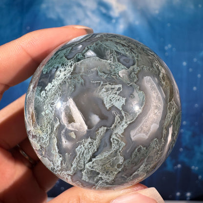 Moss Agate Sphere – 0.264 kg