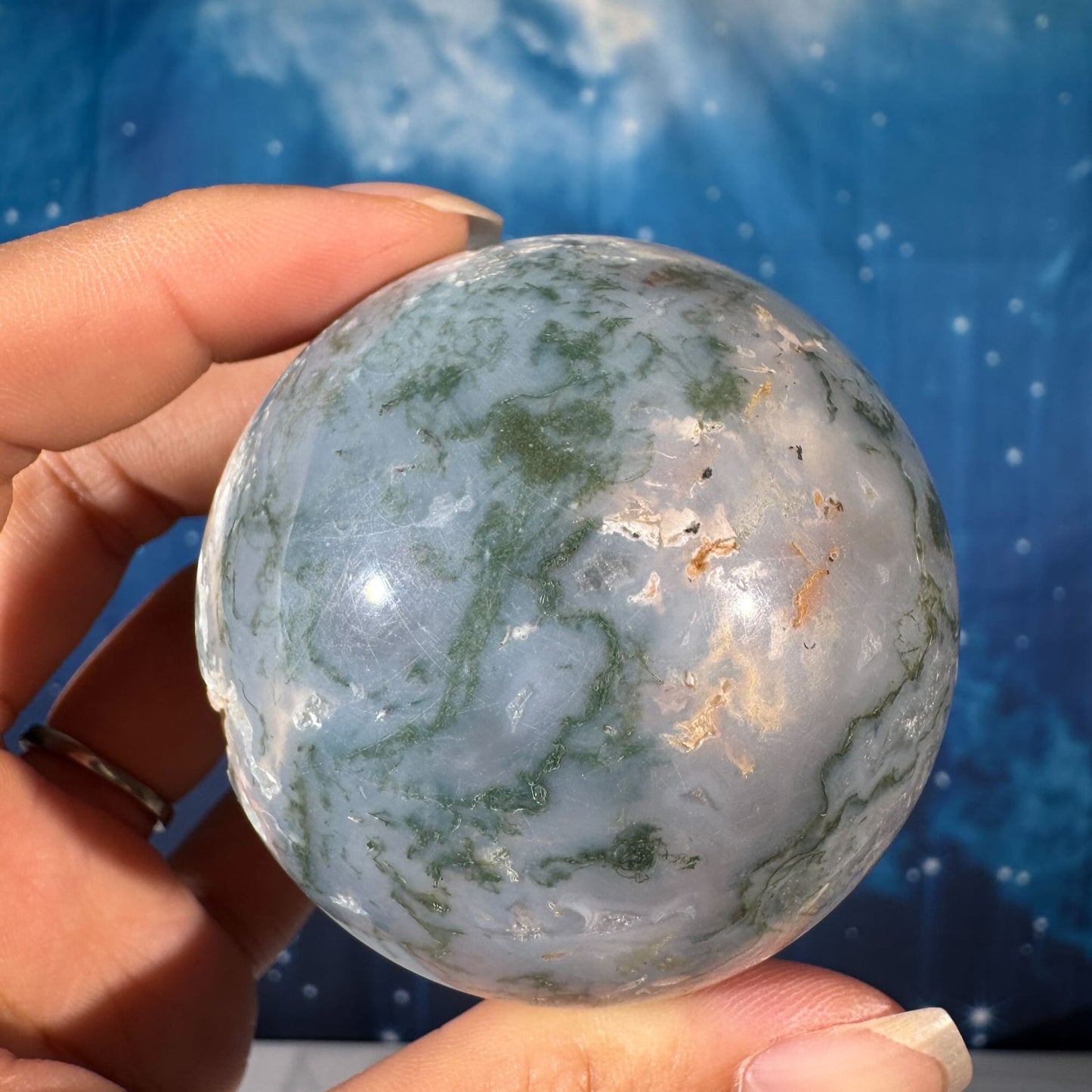 Moss Agate Sphere – 0.301 kg