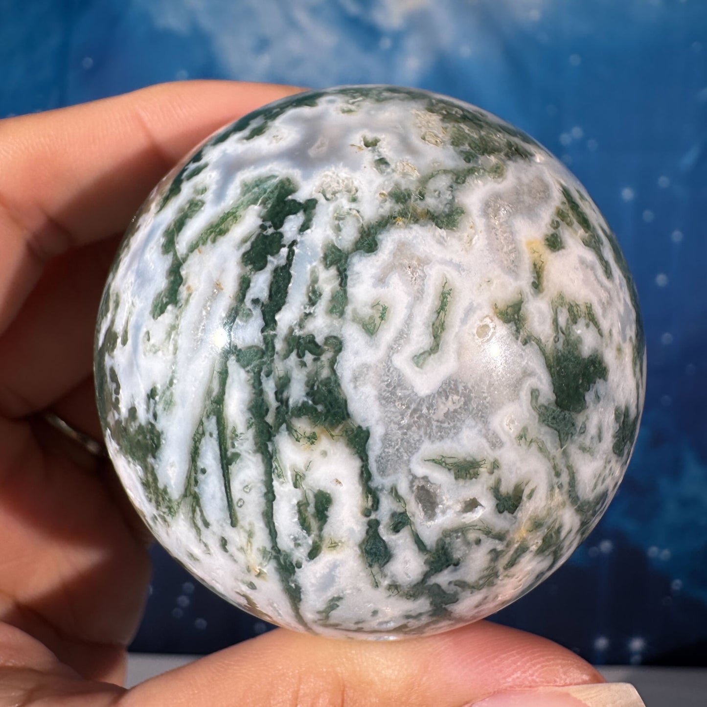 Moss Agate Sphere – 0.272 kg