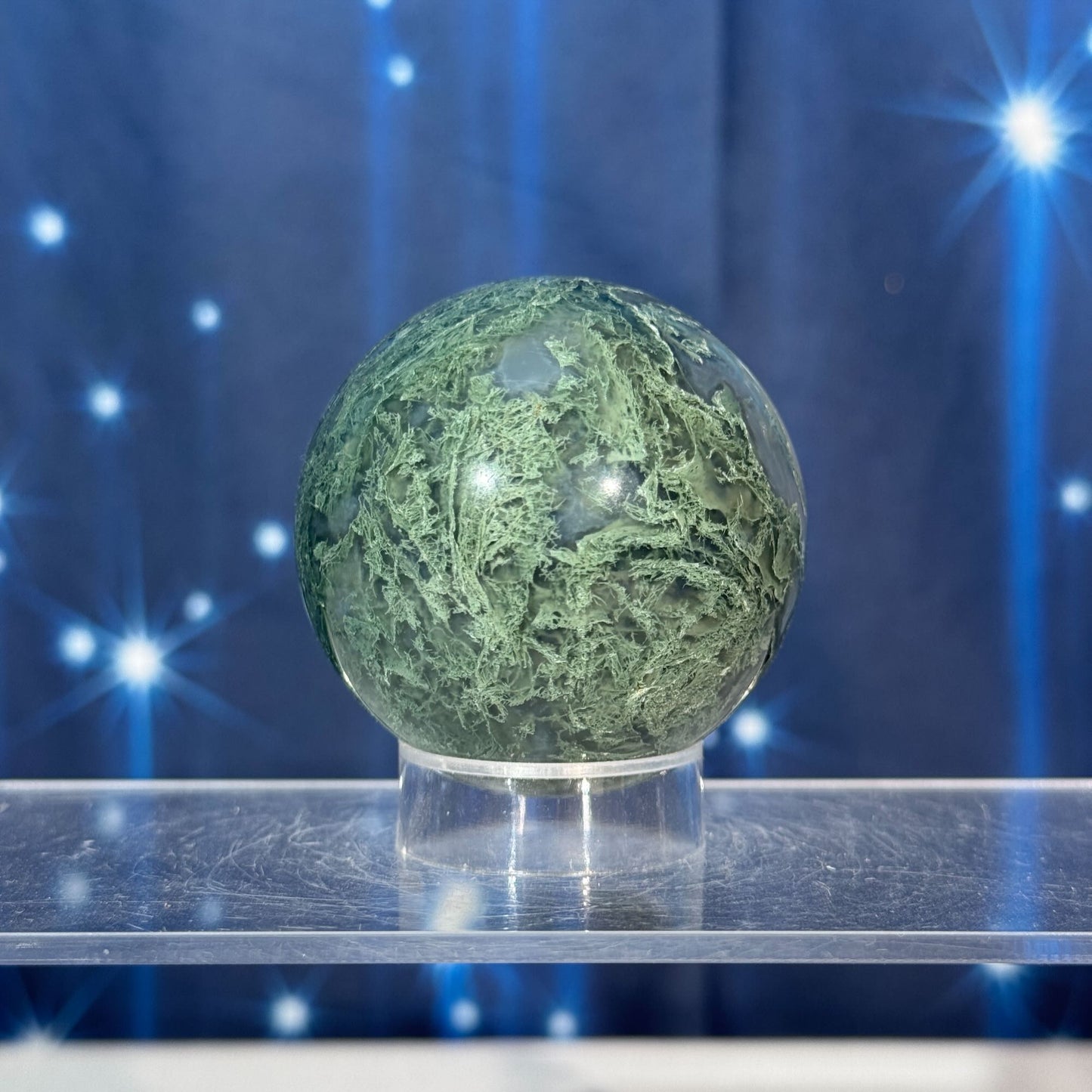 Moss Agate Sphere – 0.215 kg