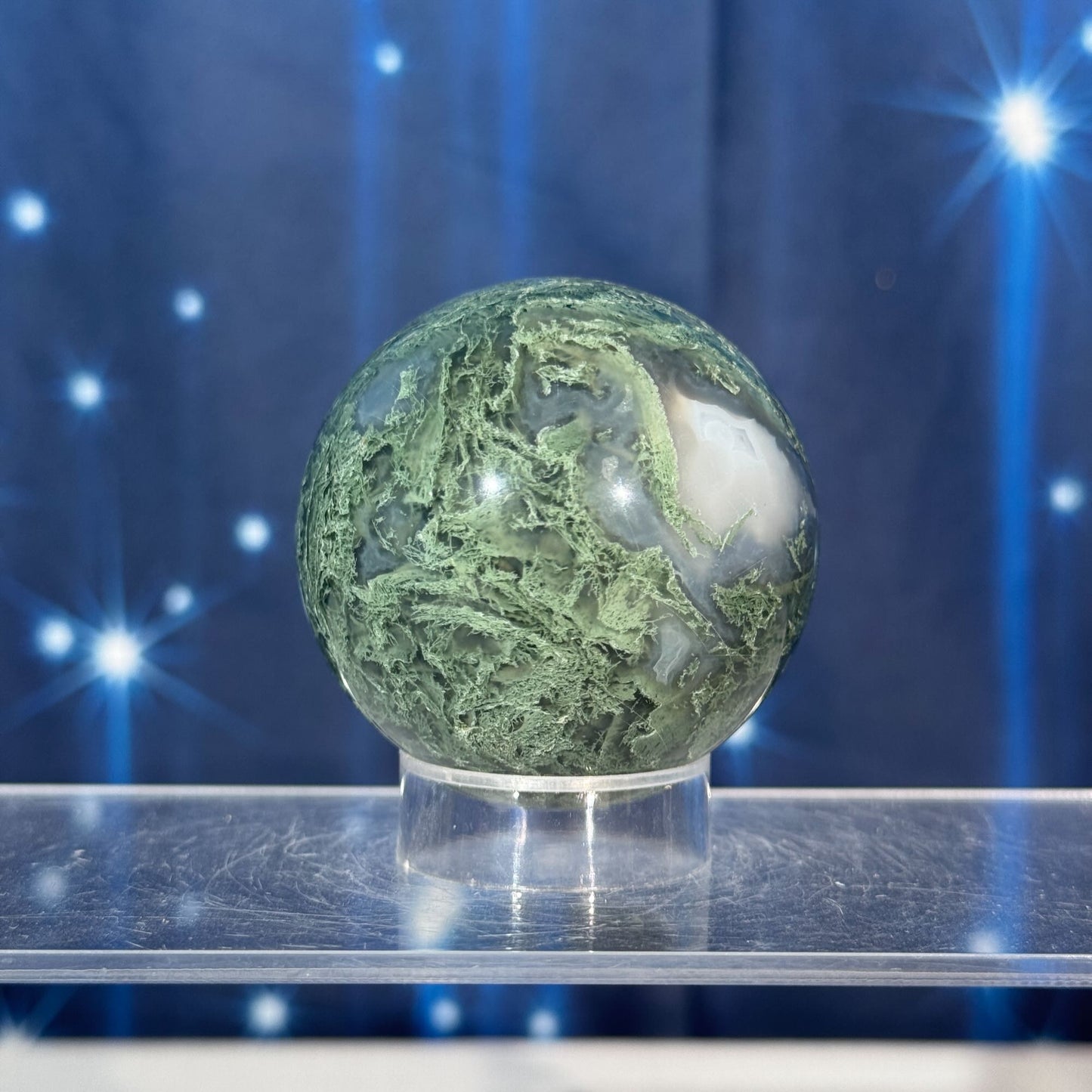 Moss Agate Sphere – 0.215 kg