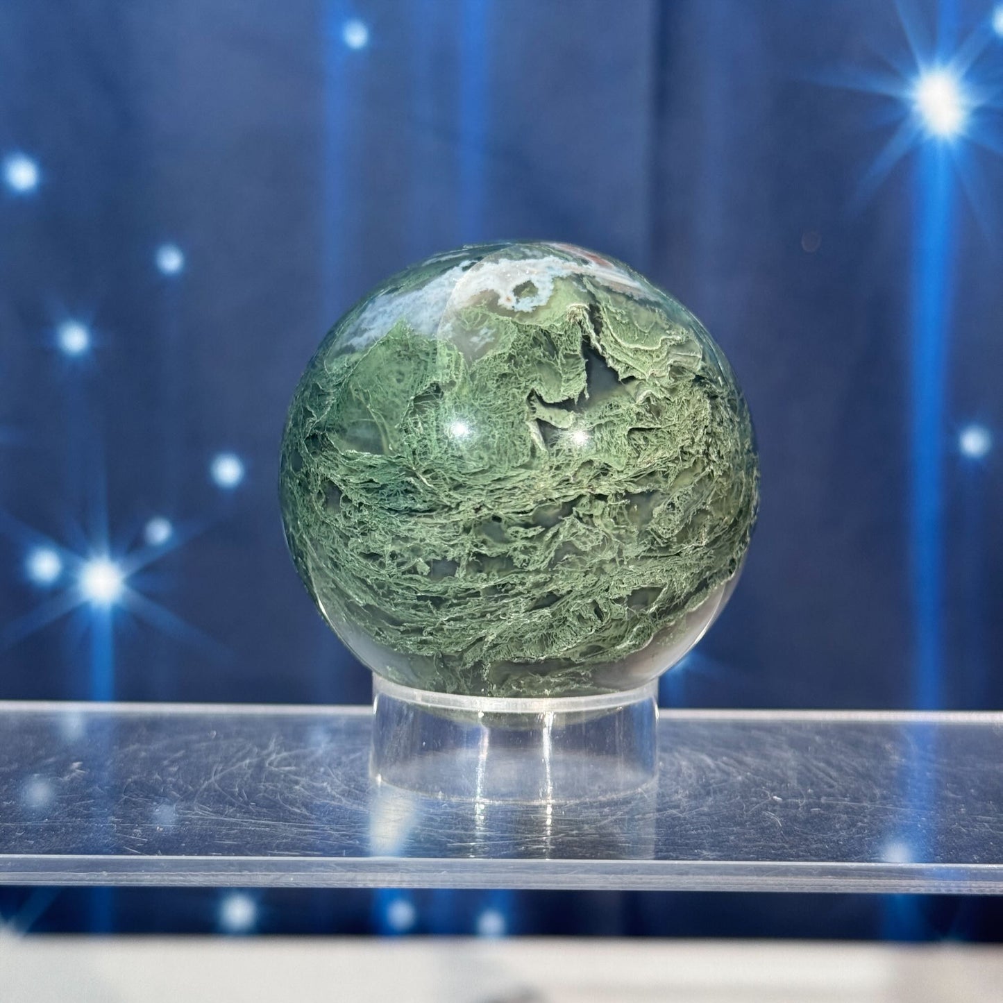 Moss Agate Sphere – 0.215 kg