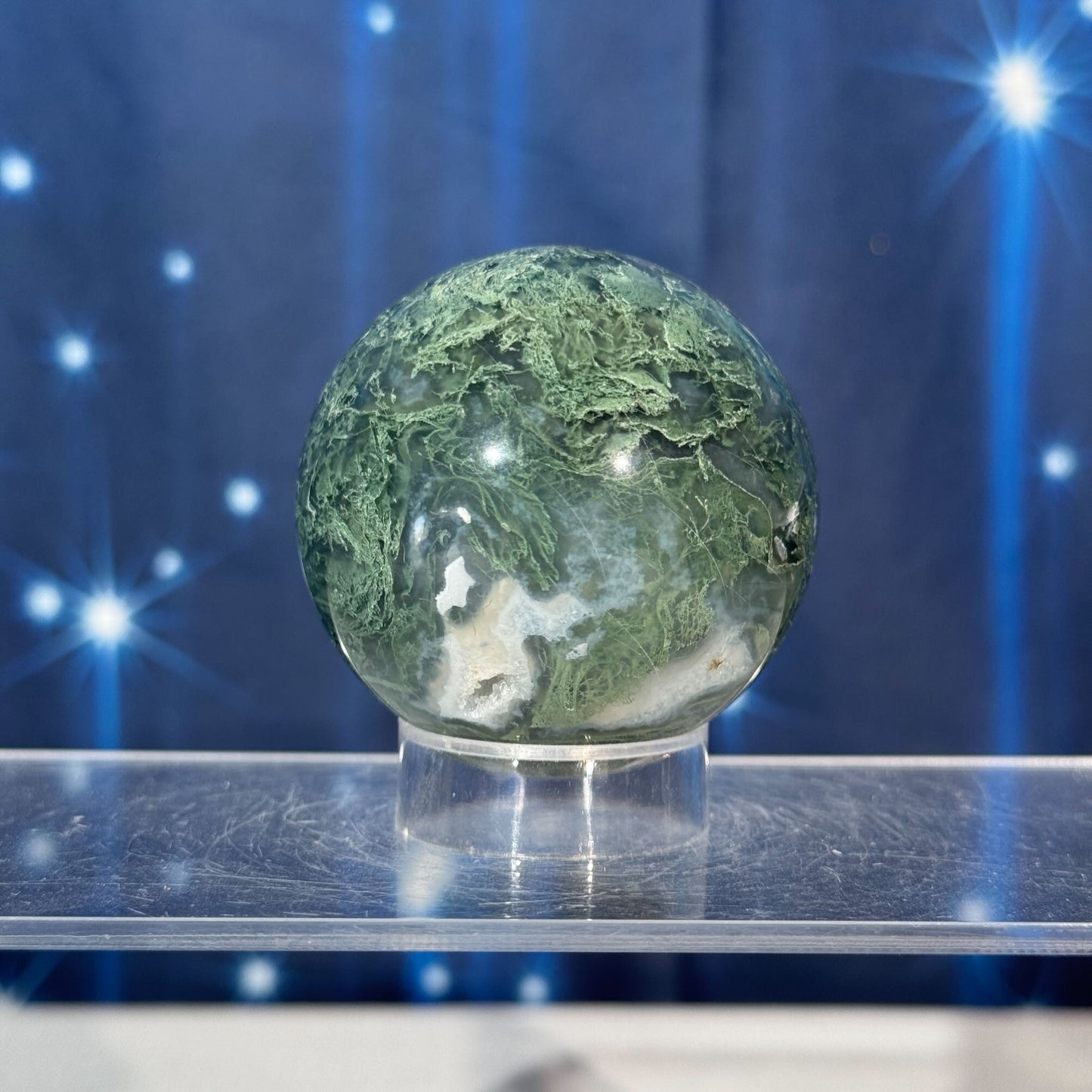 Moss Agate Sphere – 0.215 kg