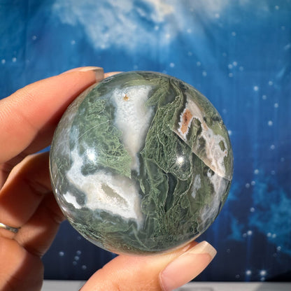 Moss Agate Sphere – 0.215 kg