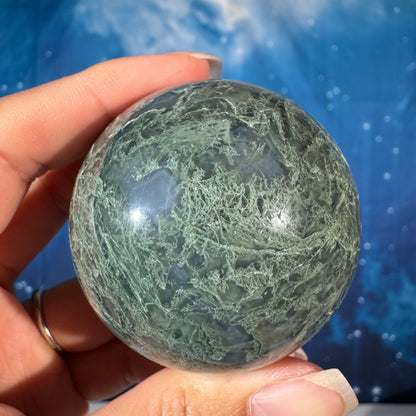 Moss Agate Sphere – 0.215 kg