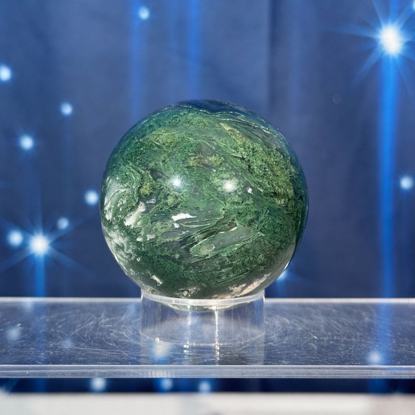 Moss Agate Sphere – 0.207 kg