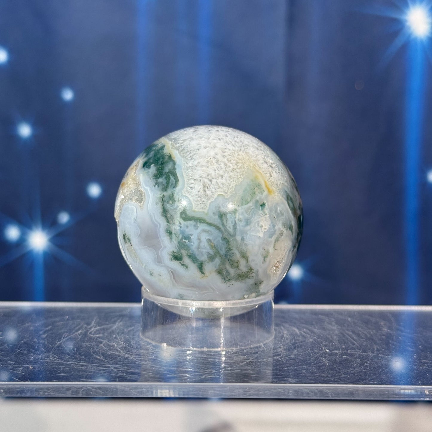 Moss Agate Sphere – 0.130 kg