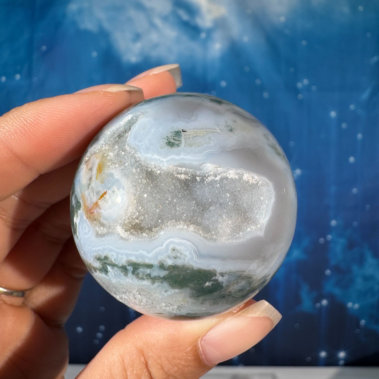 Moss Agate Sphere – 0.130 kg