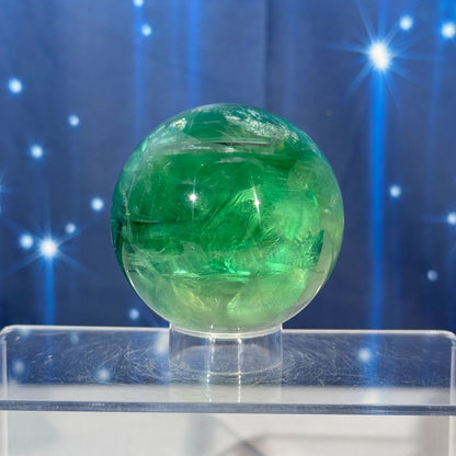 Green Fluorite Sphere – Rainbow Filled • 0.476 kg