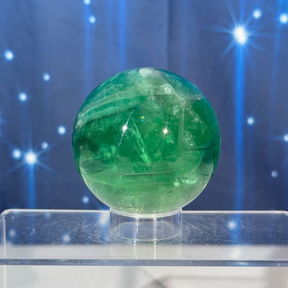 Green Fluorite Sphere – Rainbow Filled • 0.476 kg