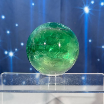 Green Fluorite Sphere – Rainbow Filled • 0.476 kg