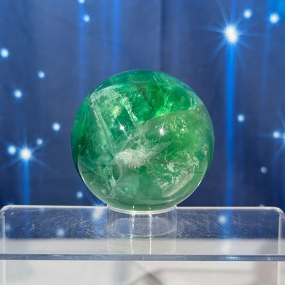 Green Fluorite Sphere – Rainbow Filled • 0.476 kg