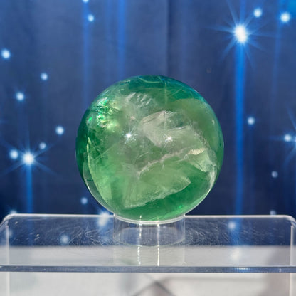 Green Fluorite Sphere – Rainbow Filled • 0.476 kg