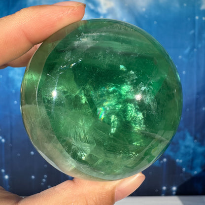Green Fluorite Sphere – Rainbow Filled • 0.476 kg