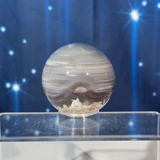 Flower Agate Sphere with Banding – 0.264 kg