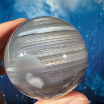 Flower Agate Sphere with Banding – 0.264 kg