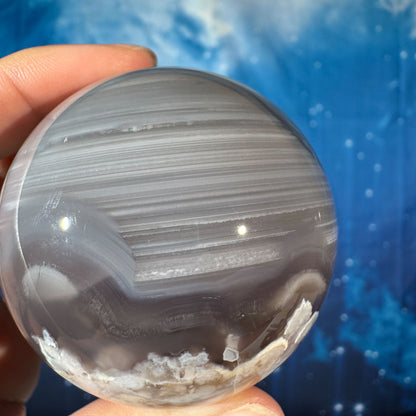 Flower Agate Sphere with Banding – 0.264 kg