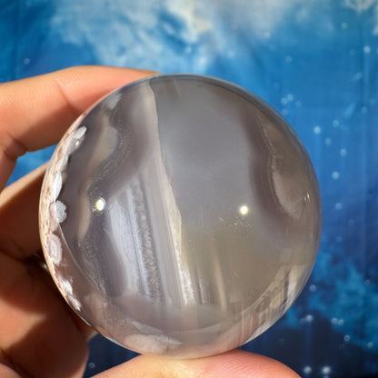 Flower Agate Sphere with Banding – 0.264 kg