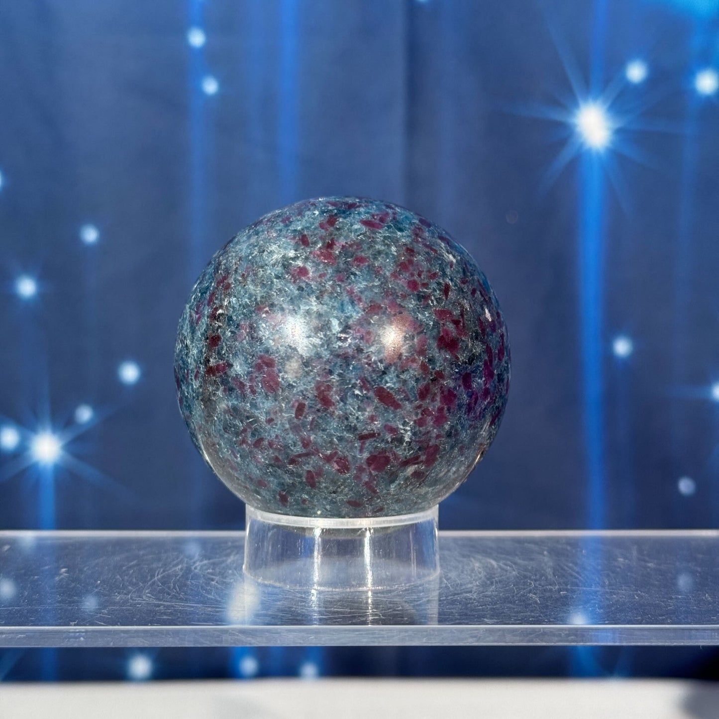 Ruby Kyanite with Fuchsite Sphere – UV-Reactive • 0.349 kg