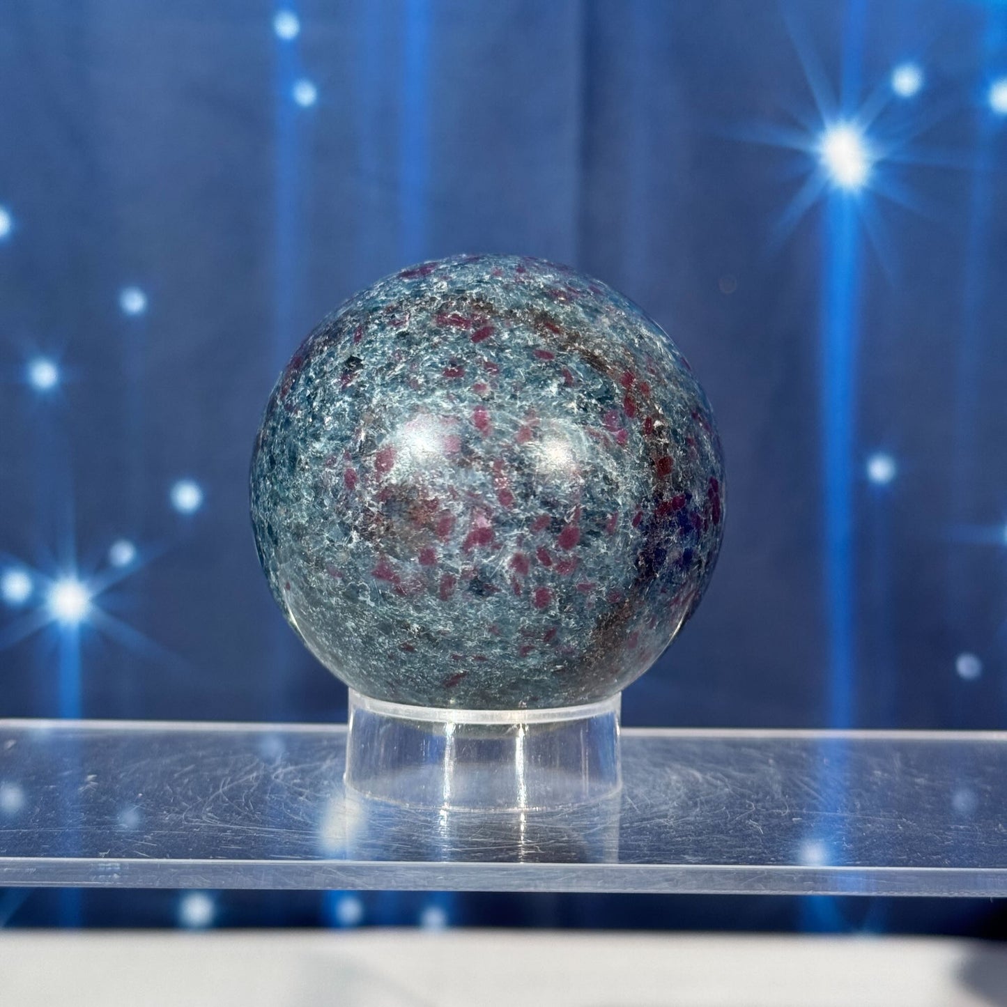 Ruby Kyanite with Fuchsite Sphere – UV-Reactive • 0.349 kg