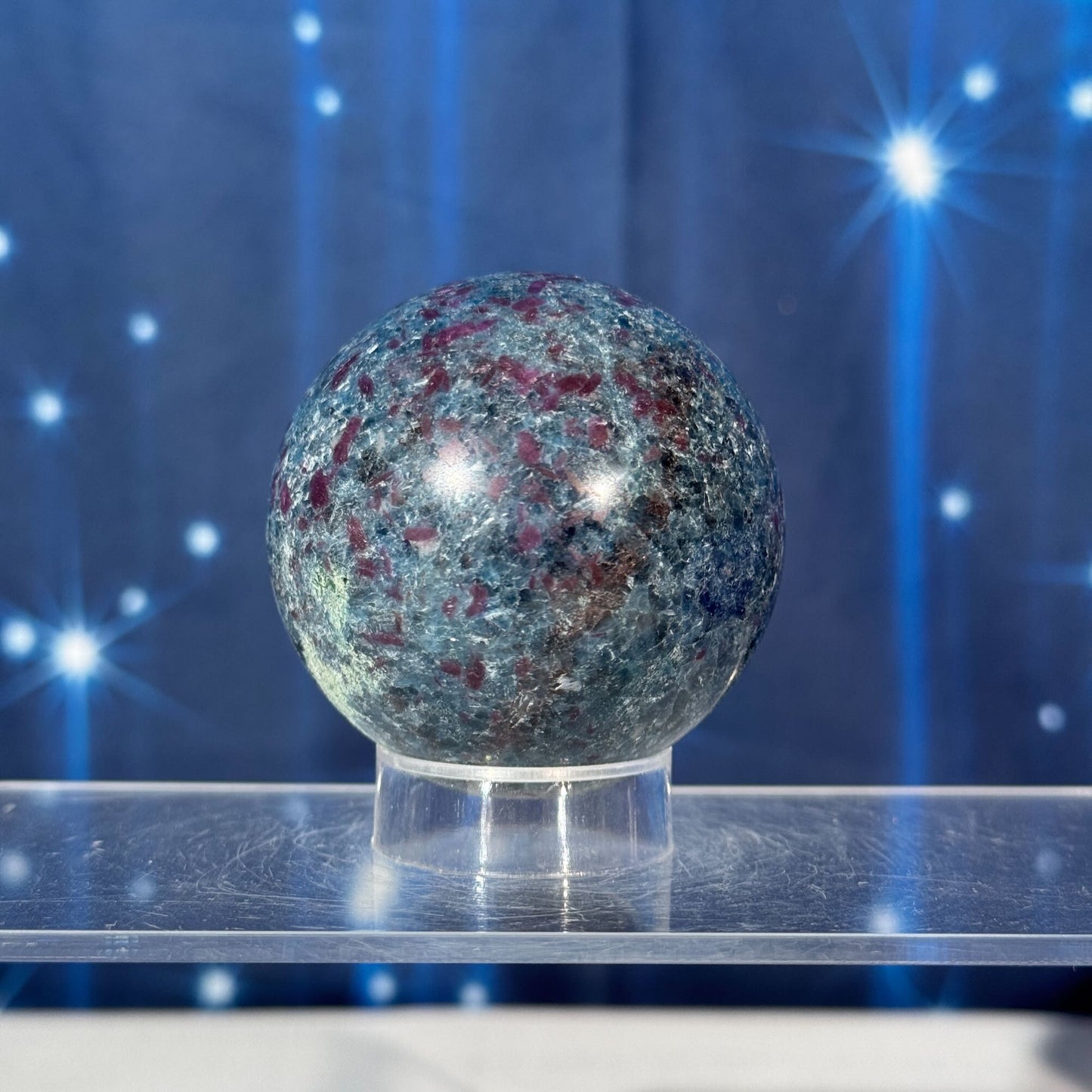 Ruby Kyanite with Fuchsite Sphere – UV-Reactive • 0.349 kg