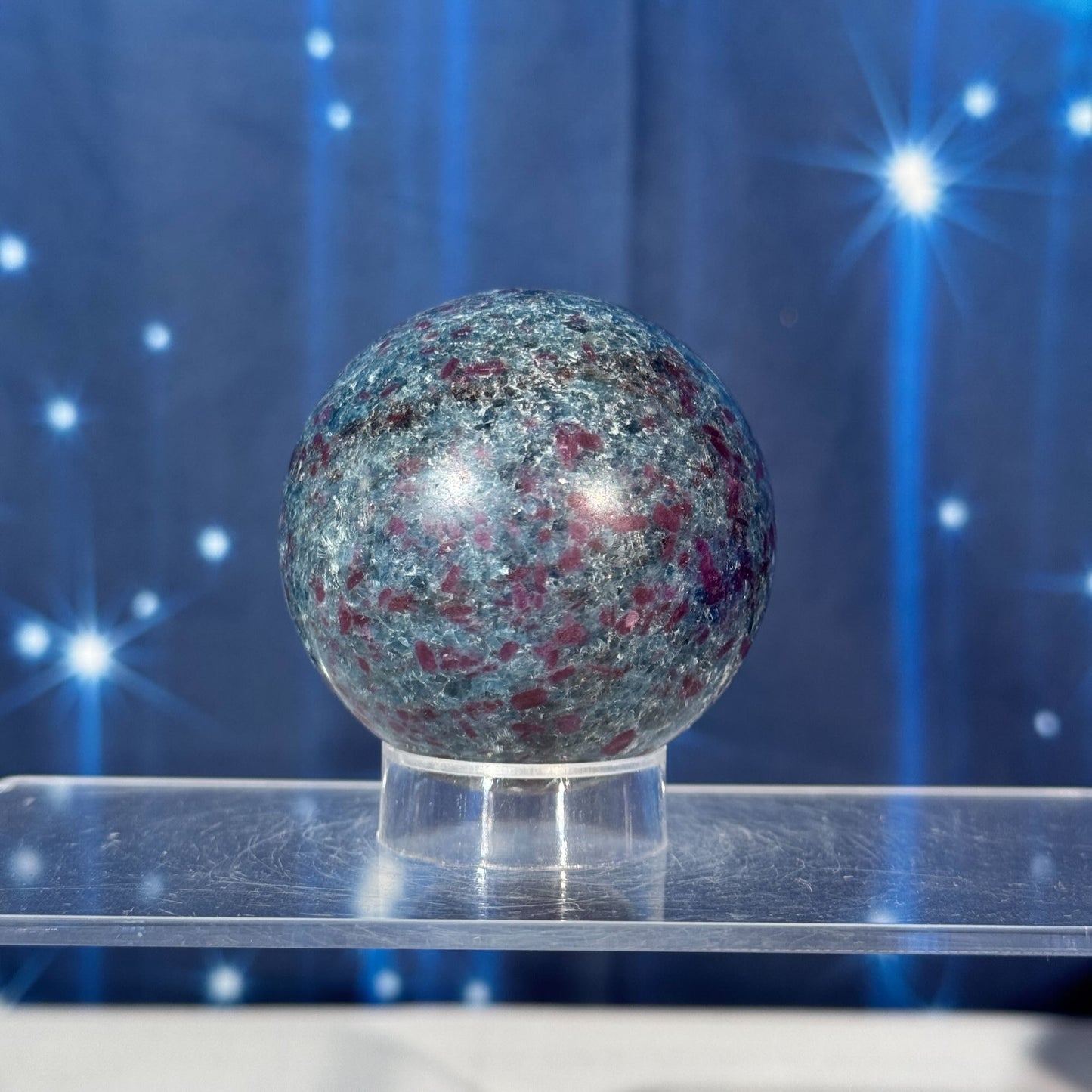 Ruby Kyanite with Fuchsite Sphere – UV-Reactive • 0.349 kg