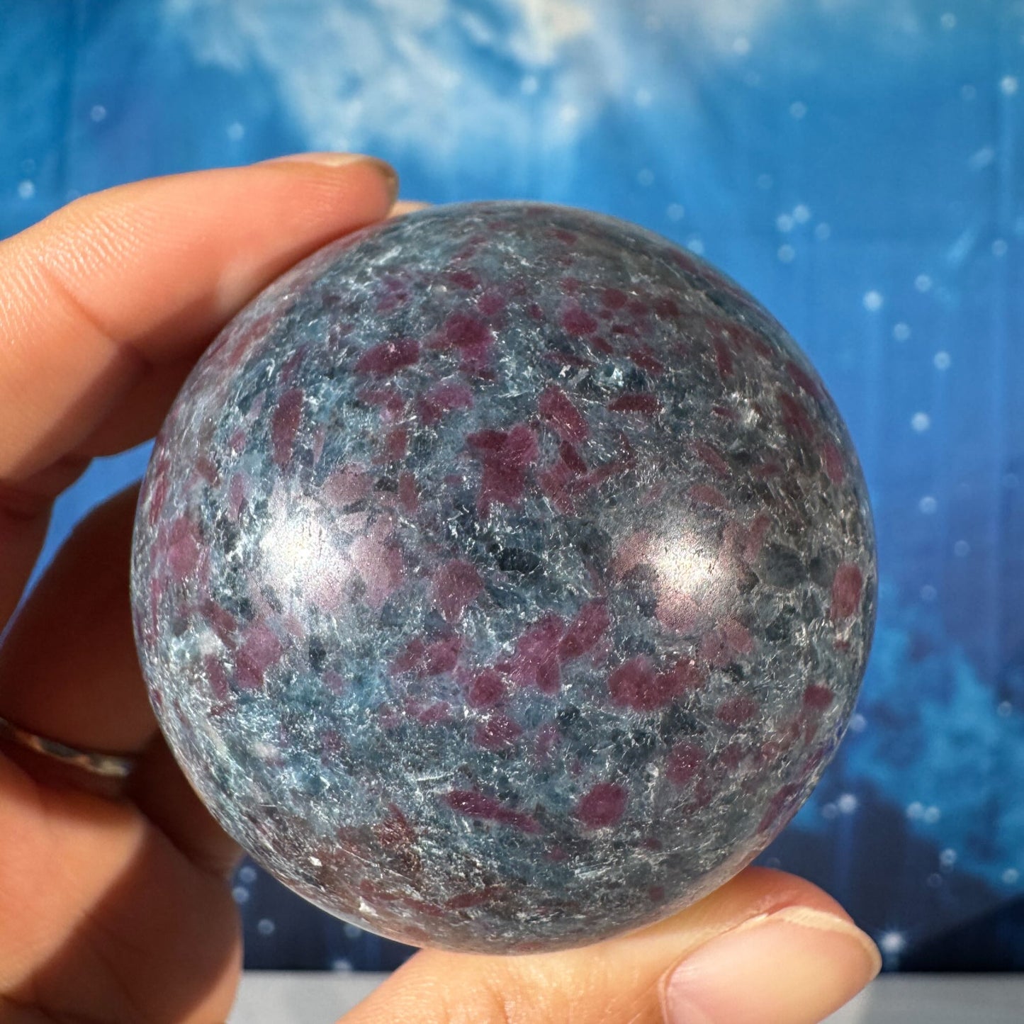 Ruby Kyanite with Fuchsite Sphere – UV-Reactive • 0.349 kg