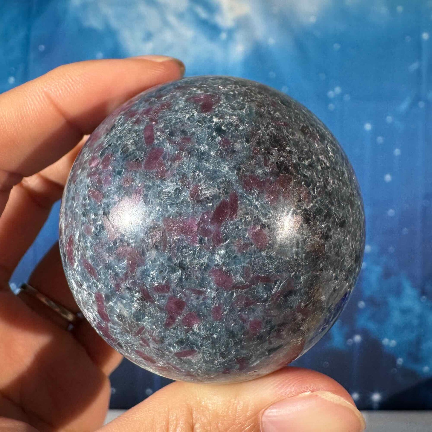 Ruby Kyanite with Fuchsite Sphere – UV-Reactive • 0.349 kg