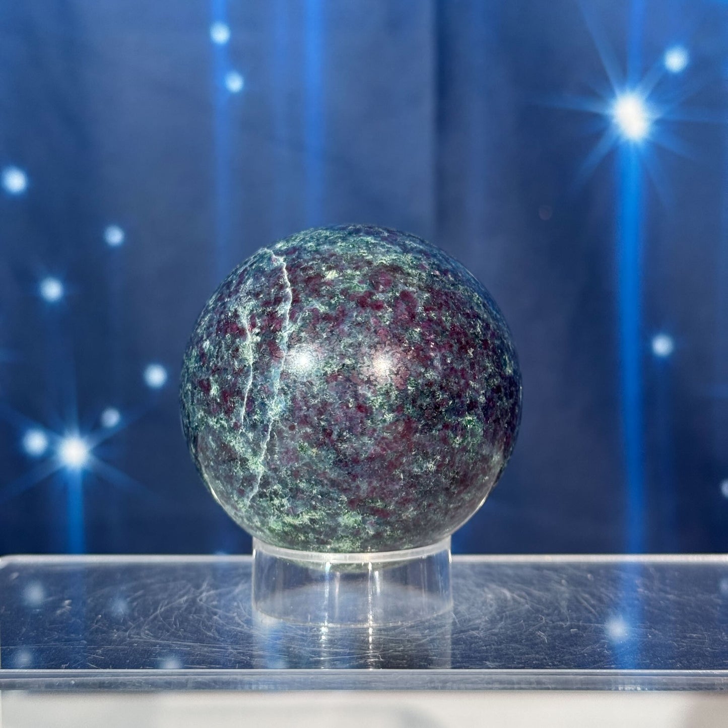 Ruby Kyanite with Fuchsite Sphere – UV-Reactive • 0.326 kg