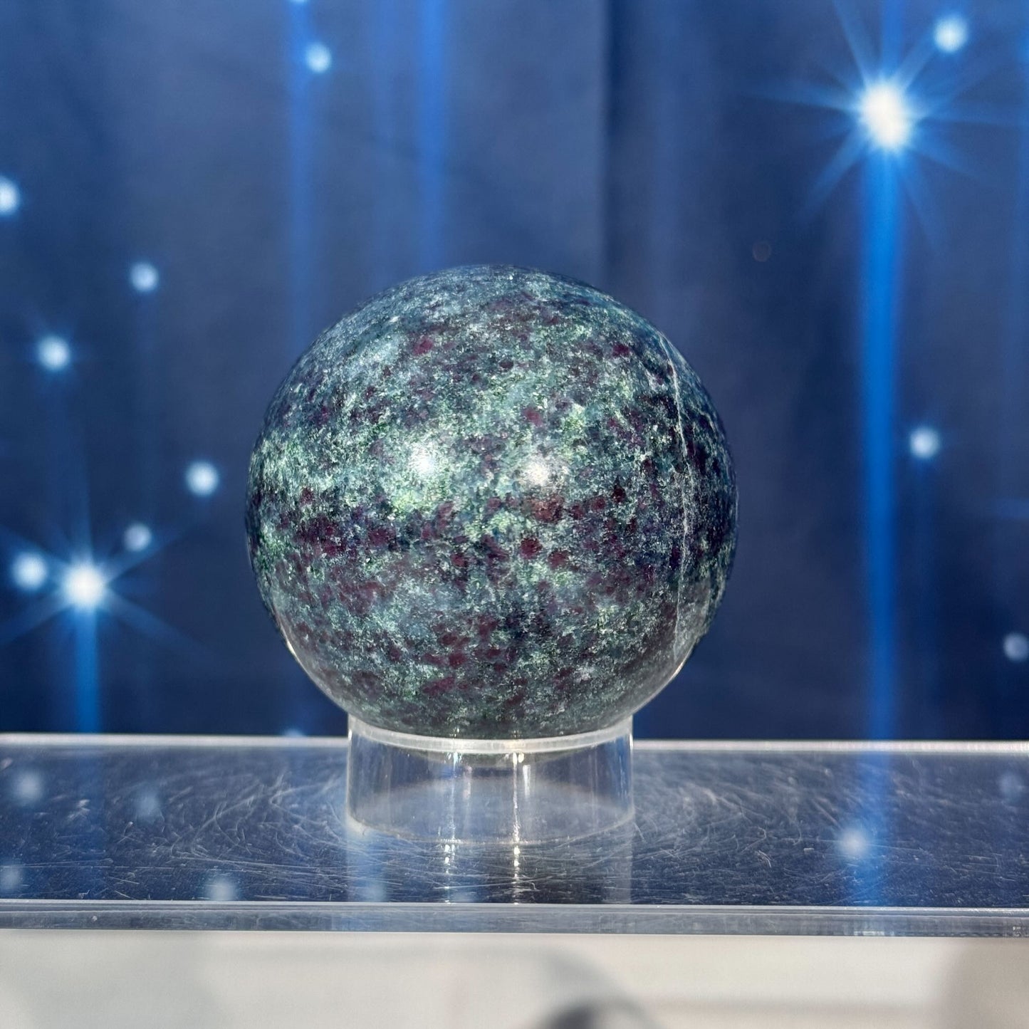 Ruby Kyanite with Fuchsite Sphere – UV-Reactive • 0.326 kg