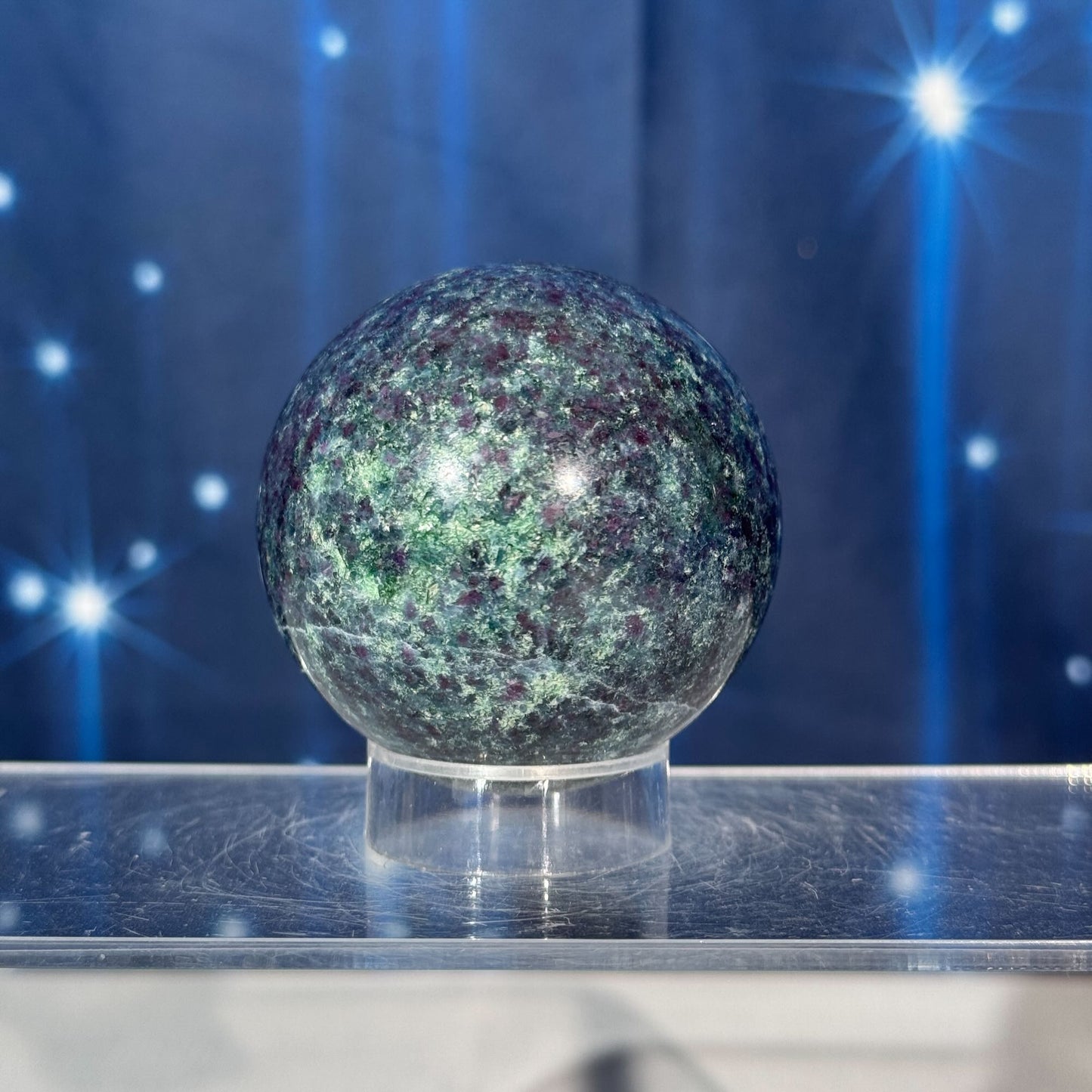 Ruby Kyanite with Fuchsite Sphere – UV-Reactive • 0.326 kg