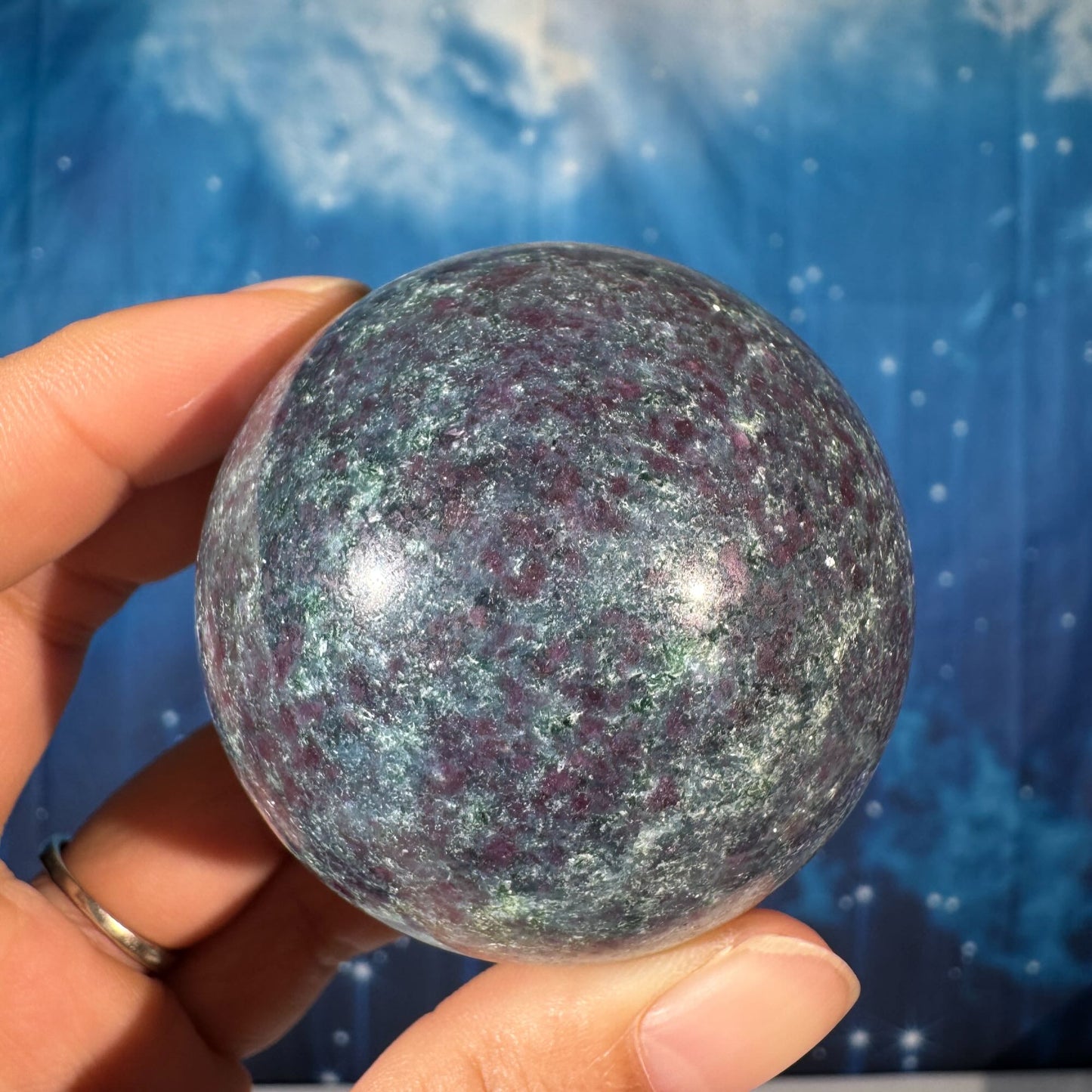 Ruby Kyanite with Fuchsite Sphere – UV-Reactive • 0.326 kg