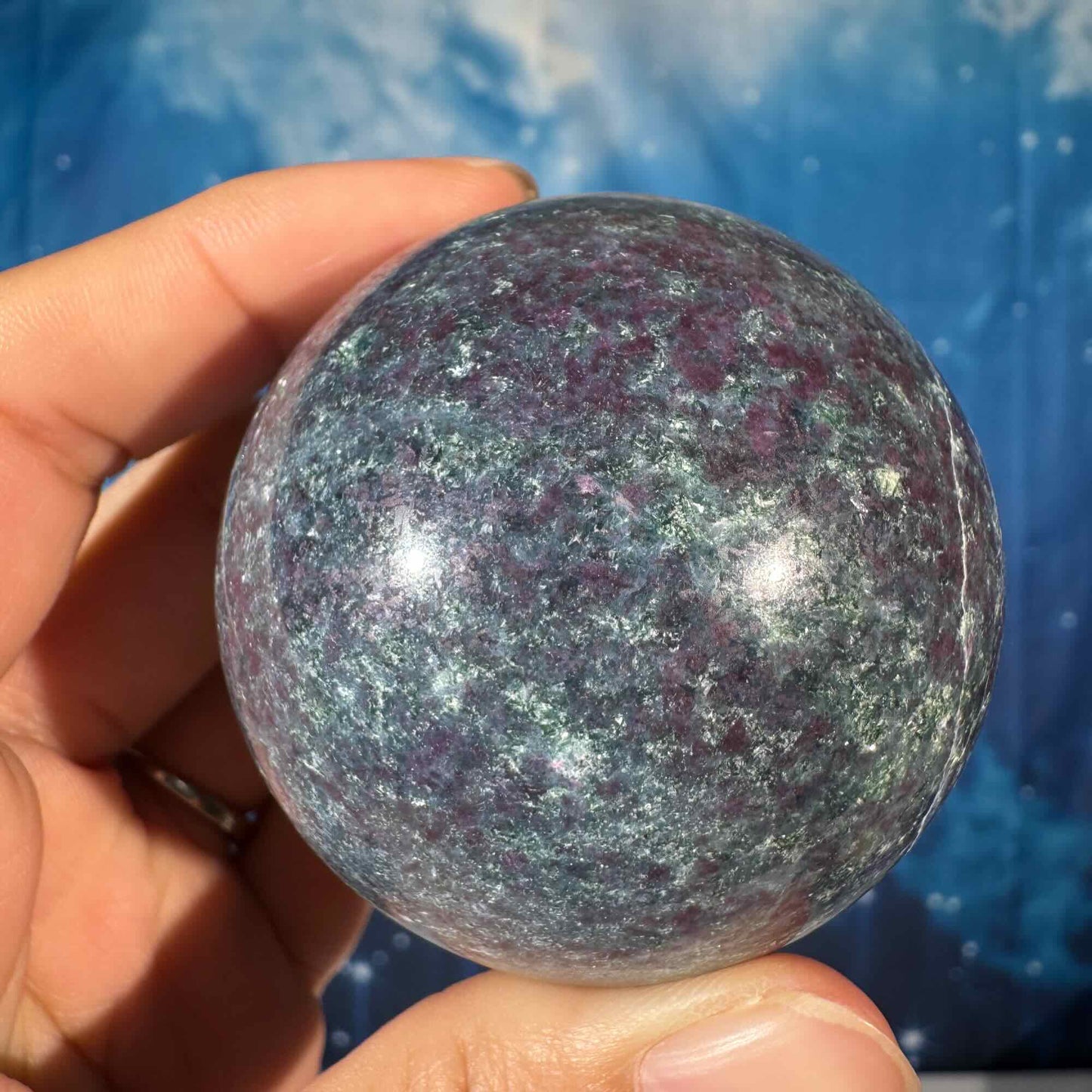 Ruby Kyanite with Fuchsite Sphere – UV-Reactive • 0.326 kg
