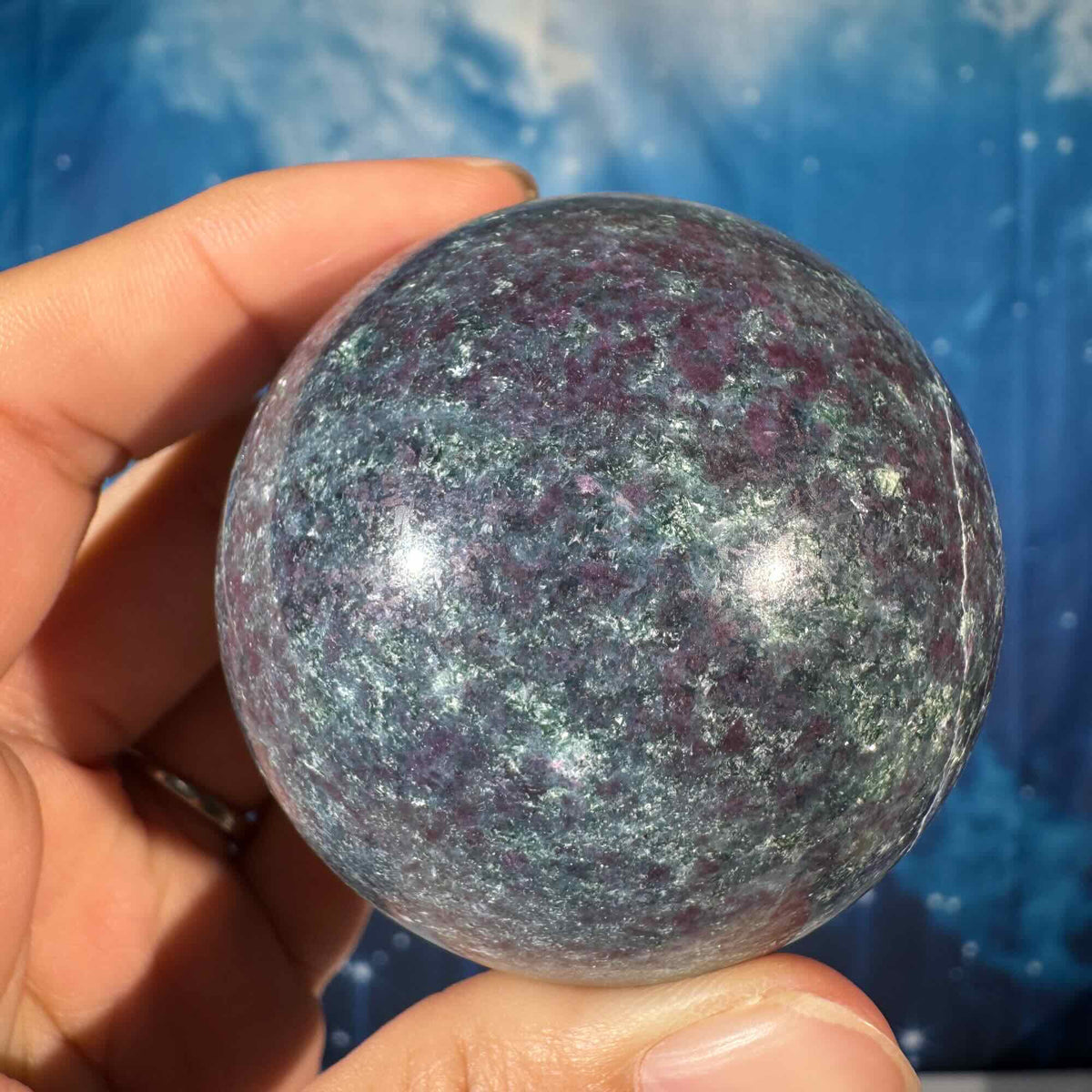 Ruby Kyanite with Fuchsite Sphere – UV-Reactive • 0.326 kg