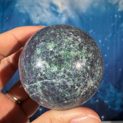 Ruby Kyanite with Fuchsite Sphere – UV-Reactive • 0.326 kg