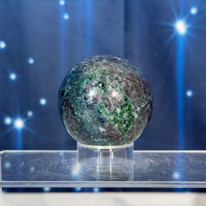 Ruby in Kyanite with Fuchsite Sphere – UV-Reactive • 0.306 kg