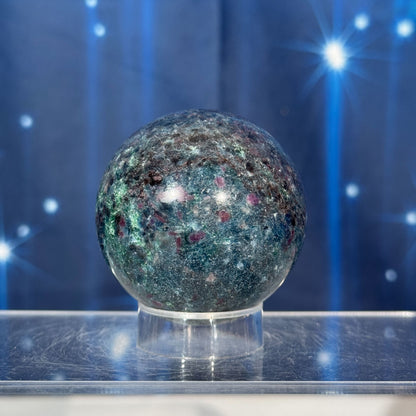 Ruby in Kyanite with Fuchsite Sphere – UV-Reactive • 0.306 kg