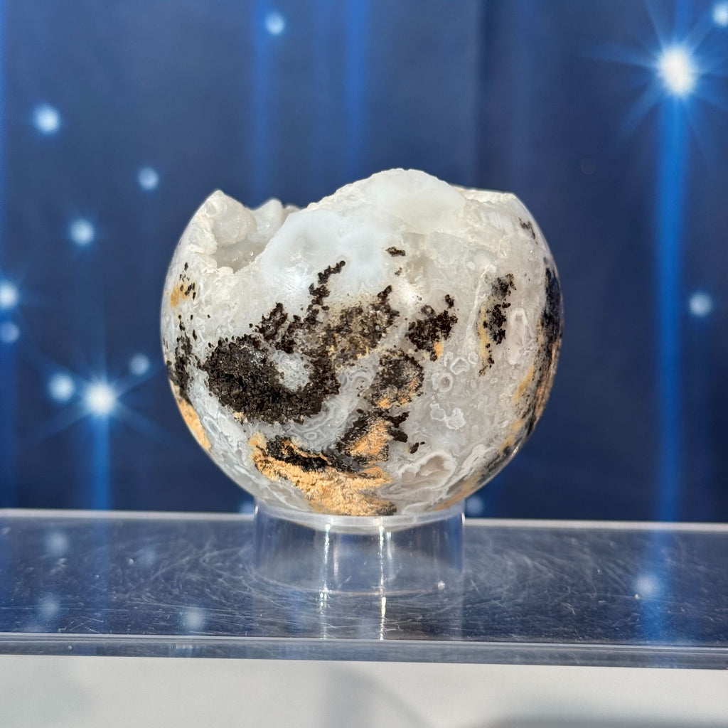 Chalcedony Sphere with Druzy Quartz – 0.153 kg