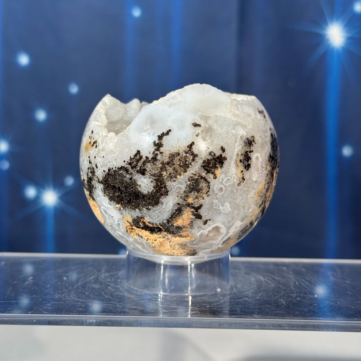 Chalcedony Sphere with Druzy Quartz – 0.153 kg