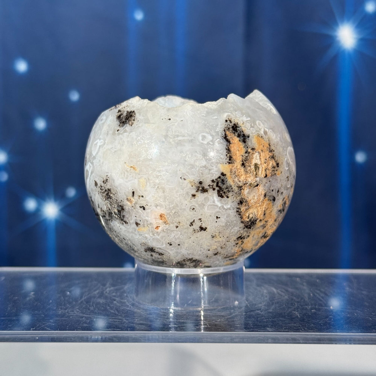 Chalcedony Sphere with Druzy Quartz – 0.153 kg